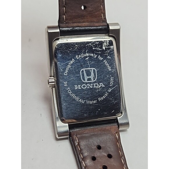 Tourneau Honda Swiss Quartz Rectangular Date Watch Black Leather New Battery - Picture 13 of 14